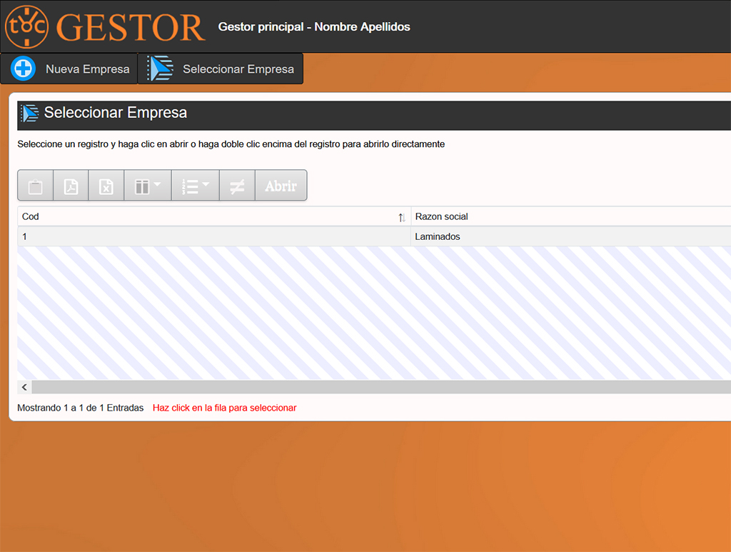 A parte del perfil de empresa el programa también dispone de un perfil superior enfocado solo para las gestorías, este panel le permite mediante unos datos de acceso poder acceder fácilmente a todas las empresas registradas bajo dicha gestoría, esto le permite ofrecer el servicio y el mantenimiento de las horas de todos sus clientes de una manera más cómoda y eficaz.